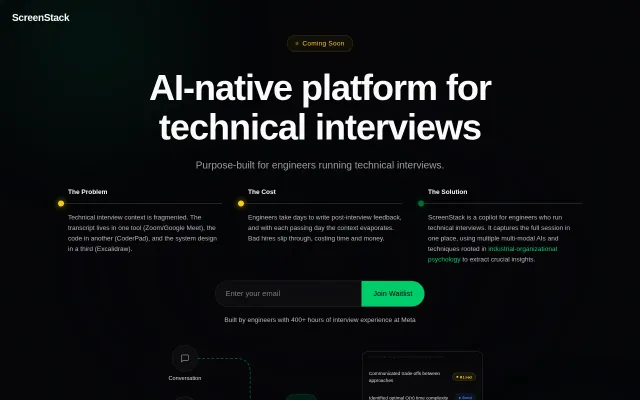 ScreenStack – AI-native platform purpose-built for technical interviews