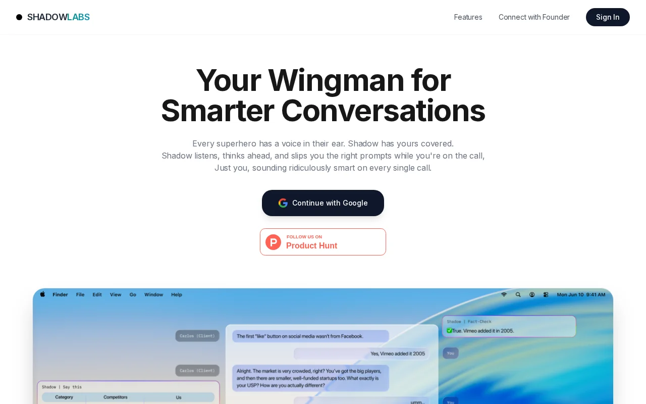 Shadow, your AI Wingman for smarter conversations online