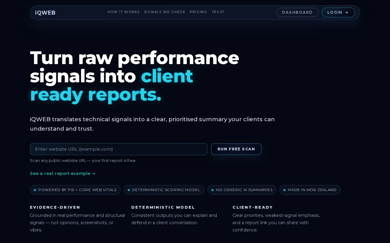 iQWEB – a diagnostic engine for website performance issues