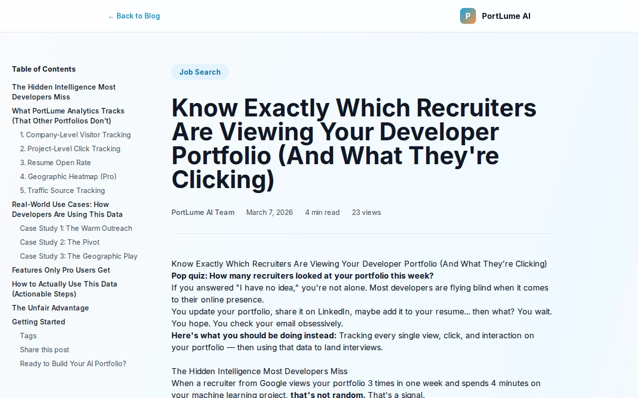 Recruiter Analytics for Developer Portfolios