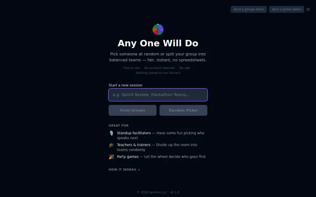 AnyOneWillDo – instantly choose someone from a list