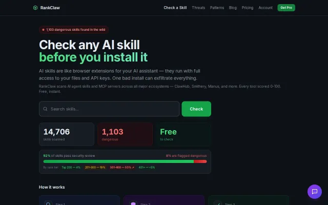 RankClaw – AI-audited all 14,706 OpenClaw skills; 1,103 are malicious