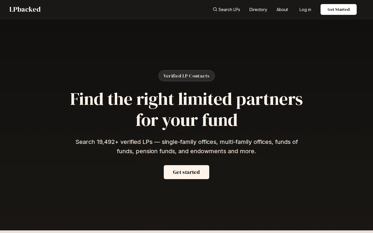 LPbacked – Find verified LP contacts for fund managers and founders