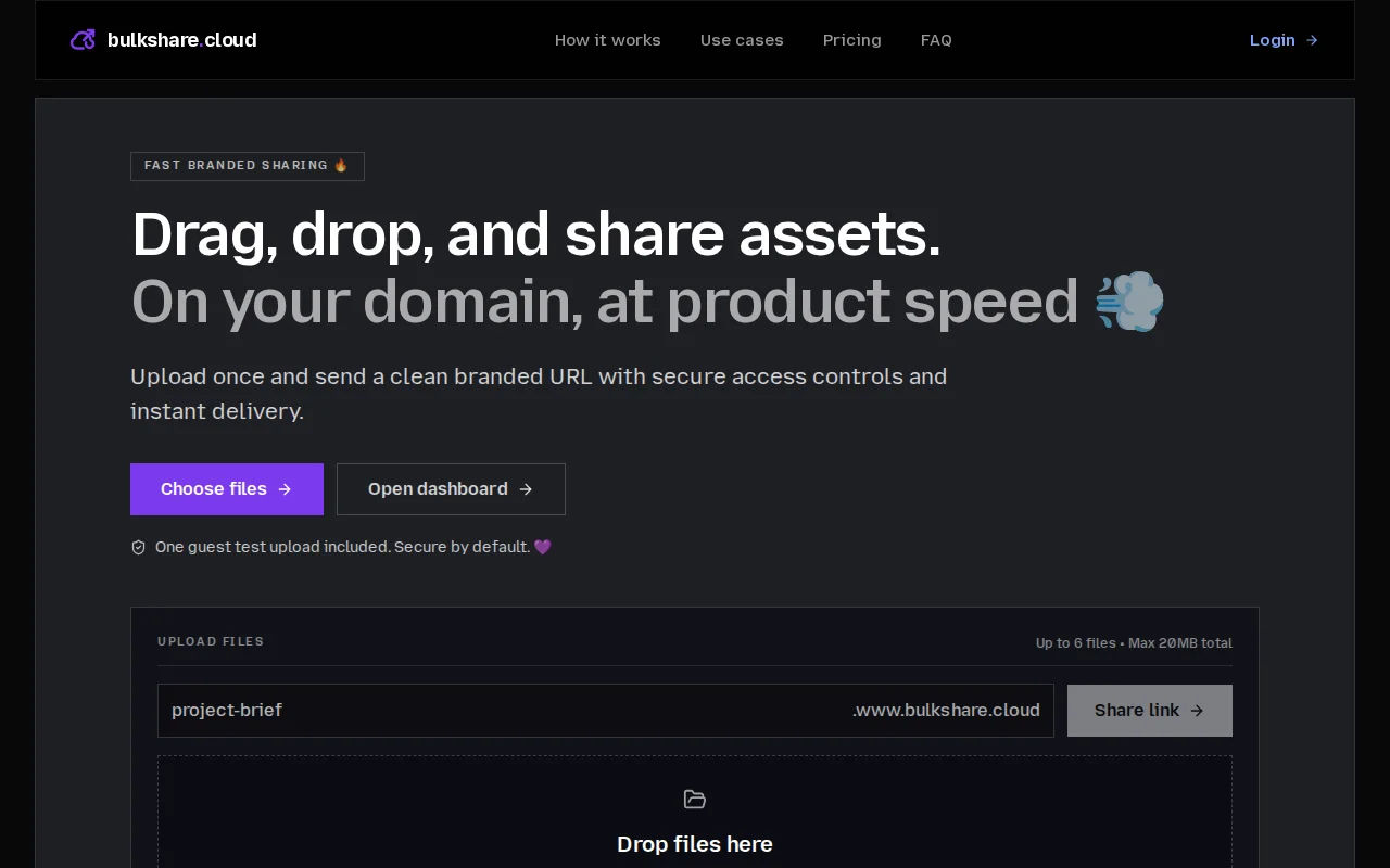 Share files and folders on your own domain or subdomain