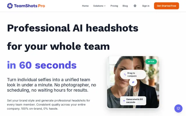 TeamShotsPro – AI team headshots from a selfie in 60 seconds