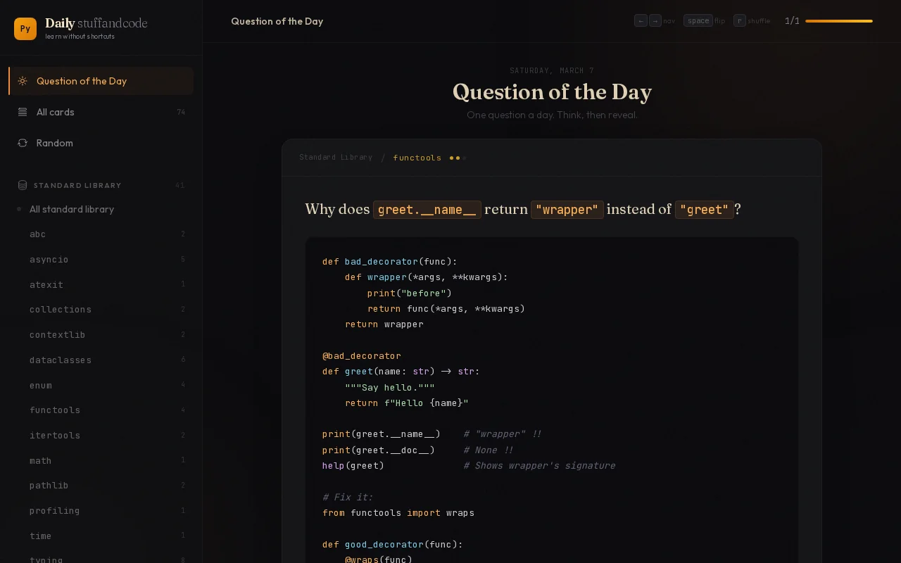 A website to learn Python tips daily