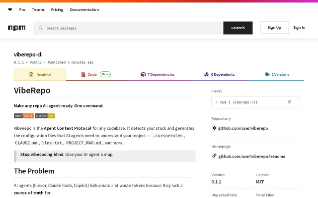 VibeRepo – Make any codebase AI-agent-ready in one command