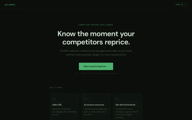 PriceMon – get alerted when a competitor changes their pricing