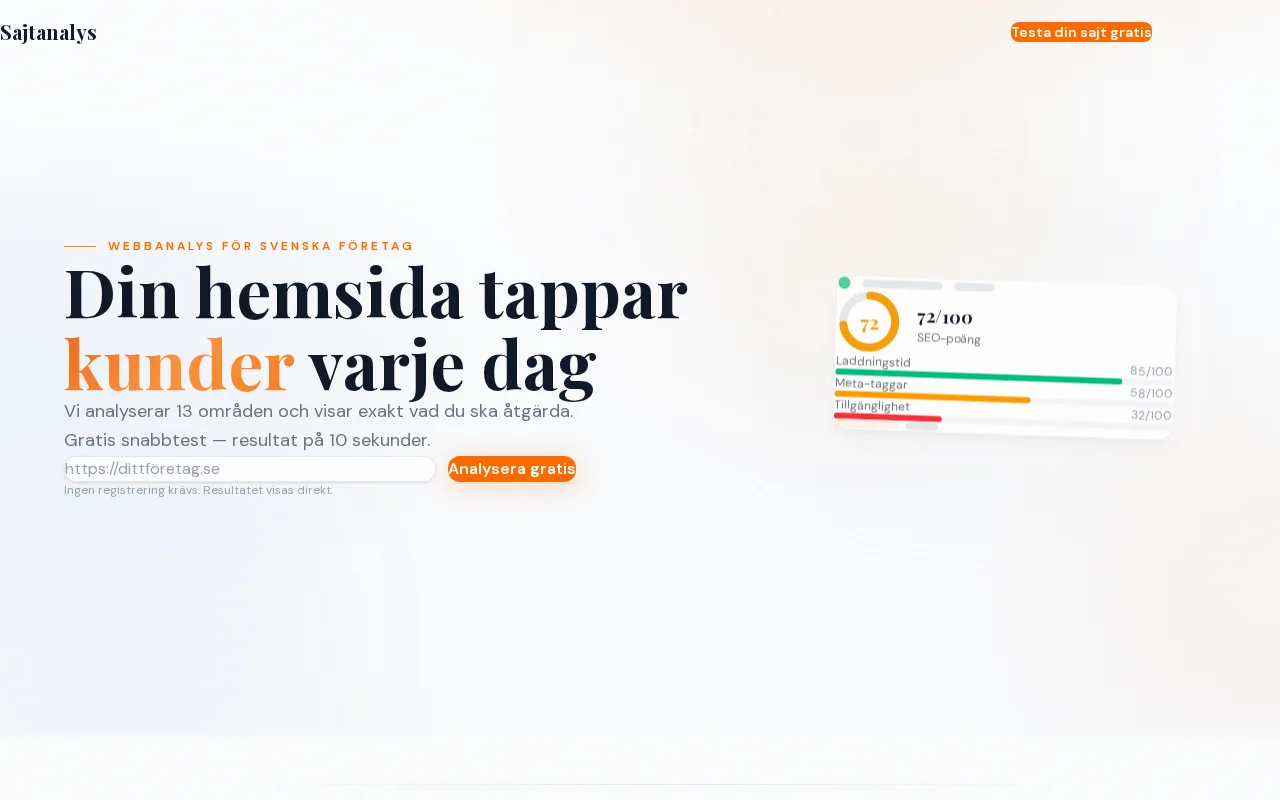 Sajtanalys.se – Automated website analysis for Swedish businesses