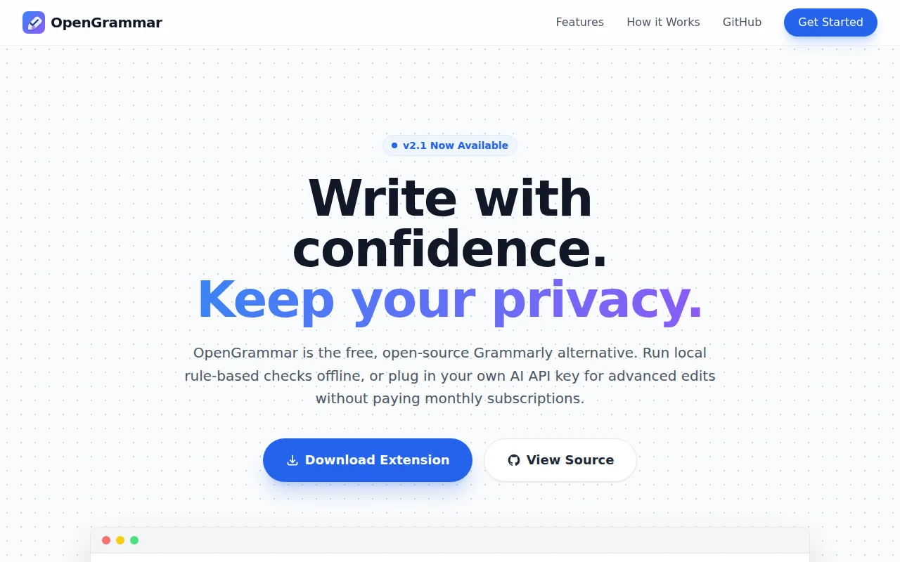 OpenGrammar Open-source, self-hostable Grammarly alternative