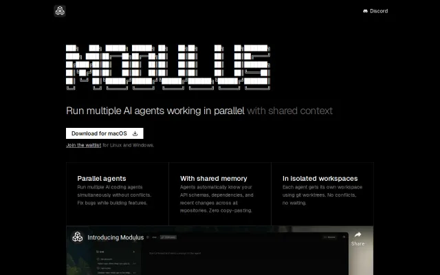 Modulus – Run multiple coding agents with shared project memory