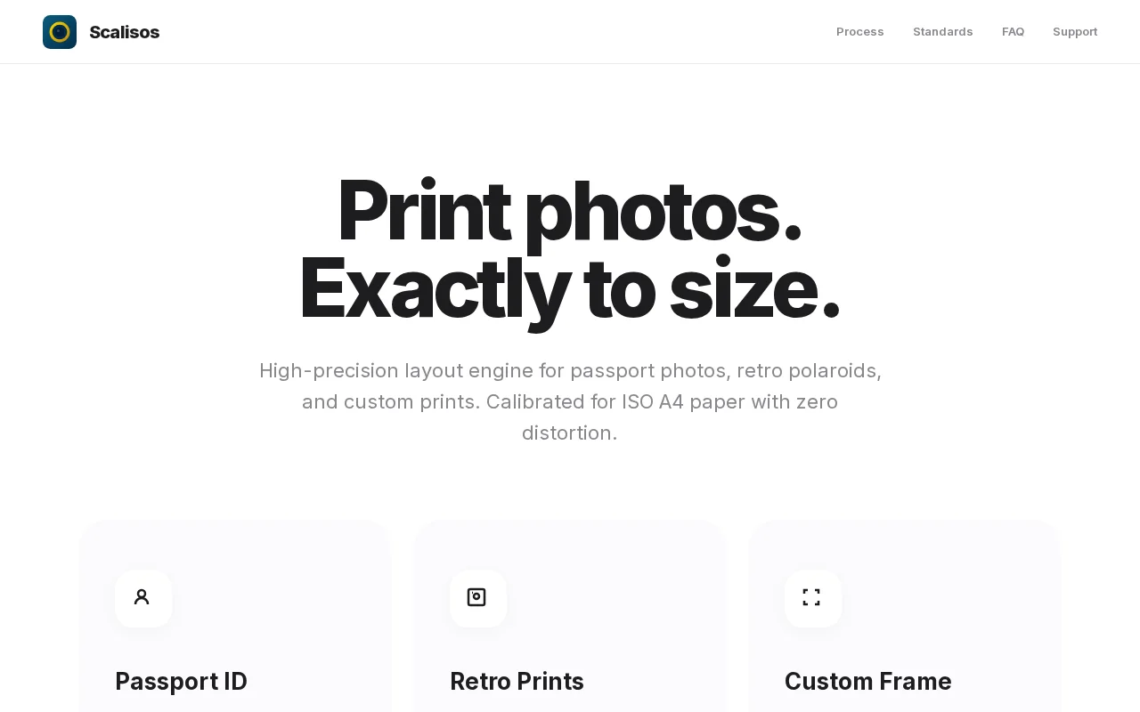 Scalisos – A privacy-first, ad-free passport photo layout tool