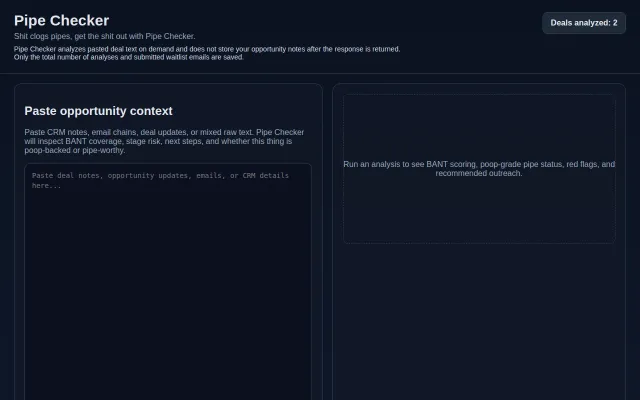 Pipe Checker – paste a sales deal and it checks BANT qualification