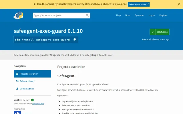 SafeAgent – exactly-once execution guard for AI agent side effects