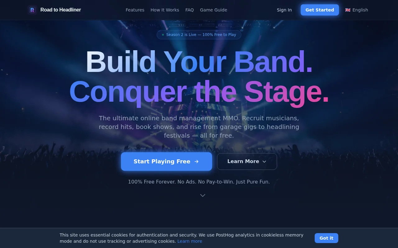 Free browser MMO where you manage a band from garage to headliner