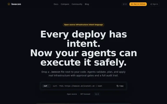 Beecon Infrastructure as Intent, open source IaC built for AI agents