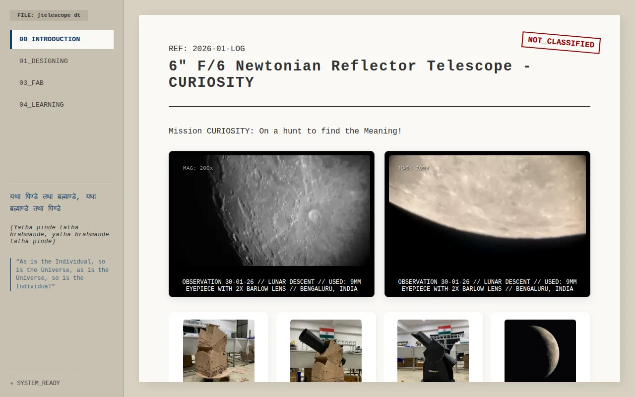 Curiosity – DIY 6" Newtonian Reflector Telescope