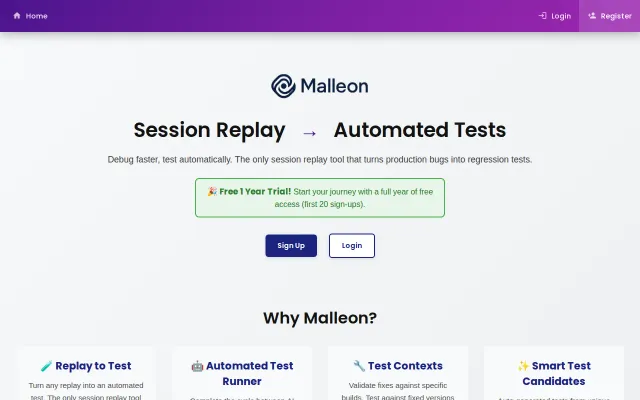 Malleon – turn real user sessions into automated tests
