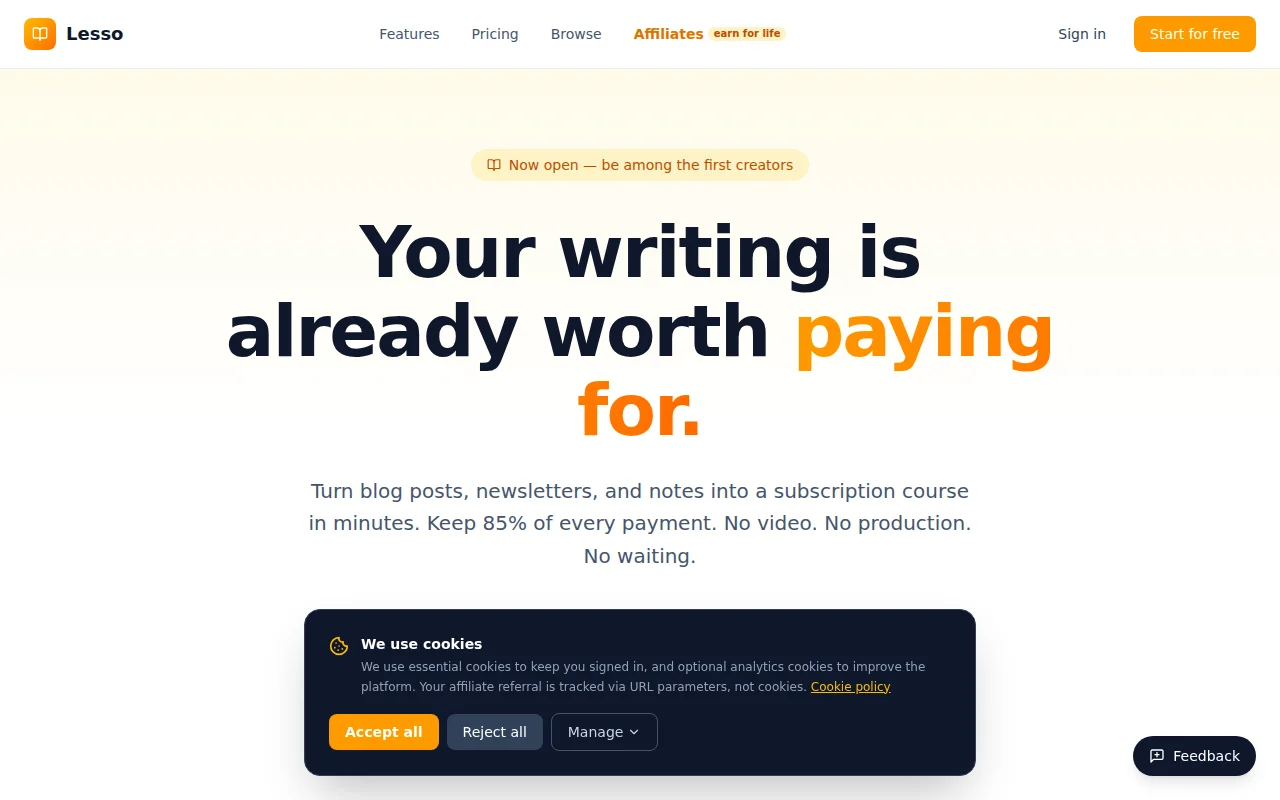 Lesso – a place for writers to build courses