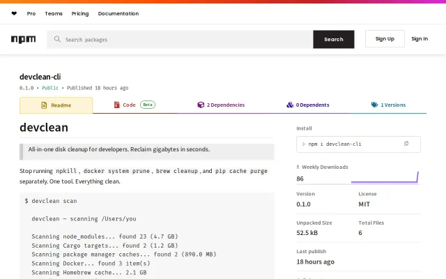 Devclean – All-in-one disk cleanup CLI for developers