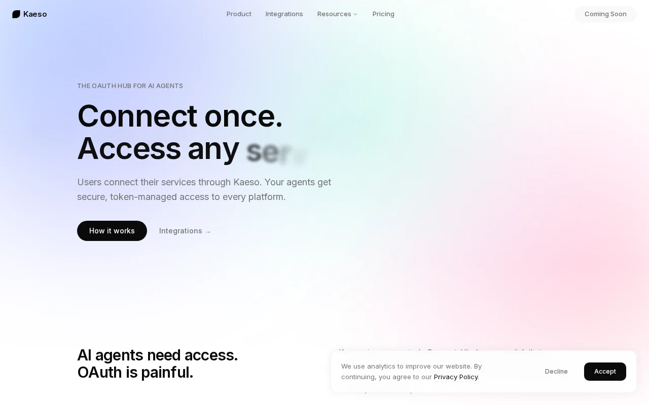 Kaeso, an OAuth hub for AI agent integrations