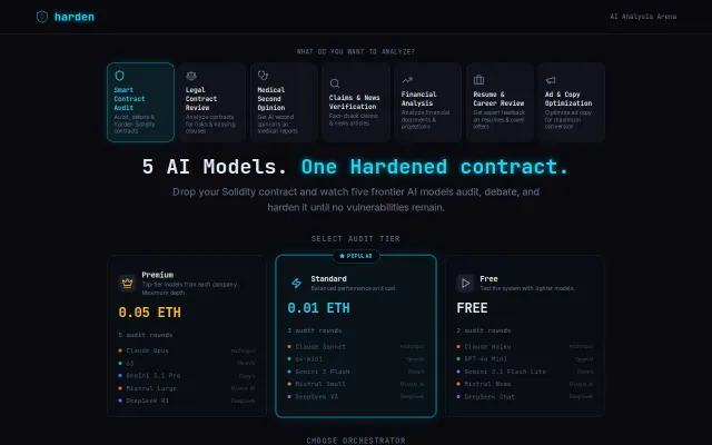 Harden – 5 AI models audit your code, then debate each other's findings