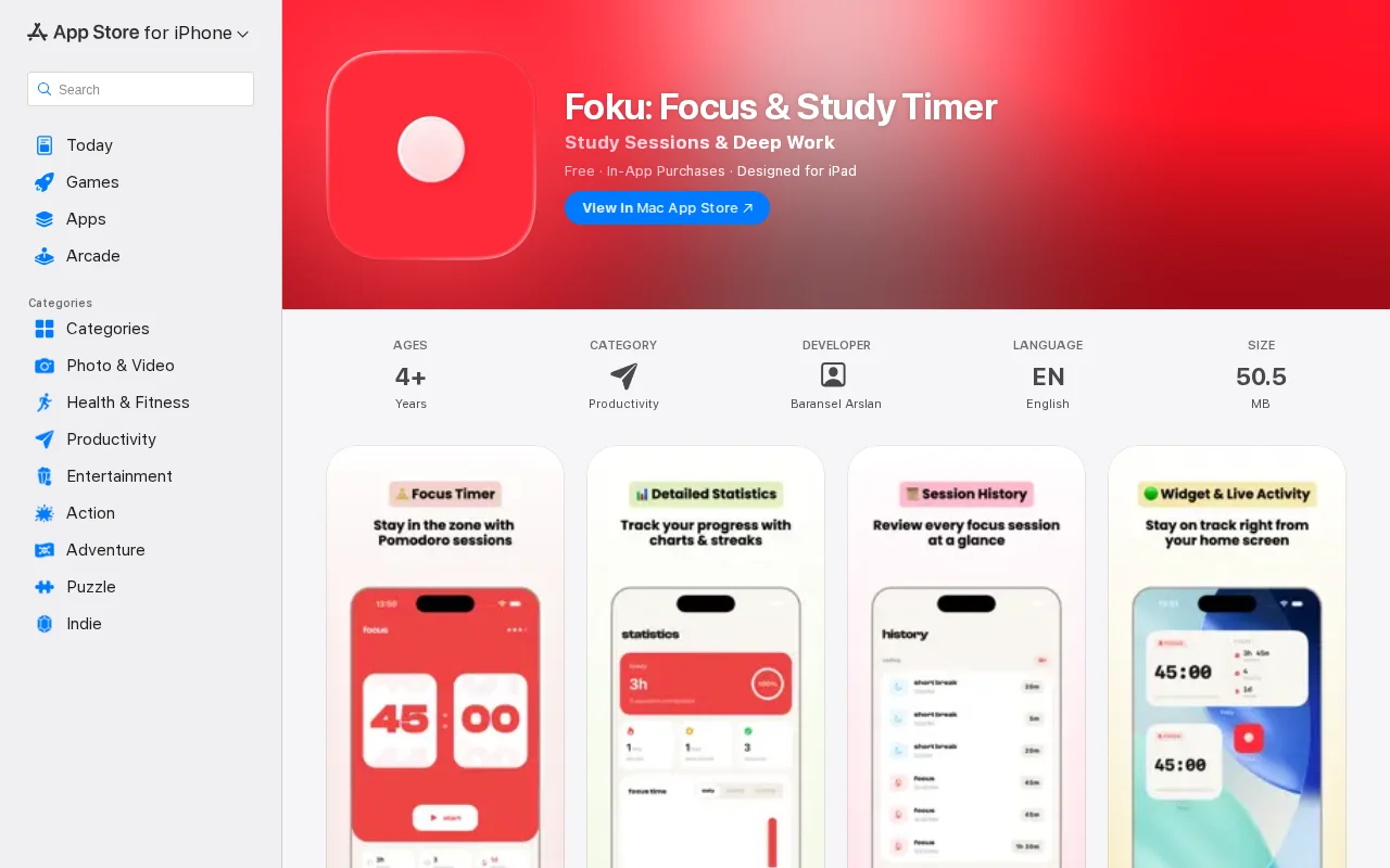 Foku – a minimal Pomodoro timer I built for iOS