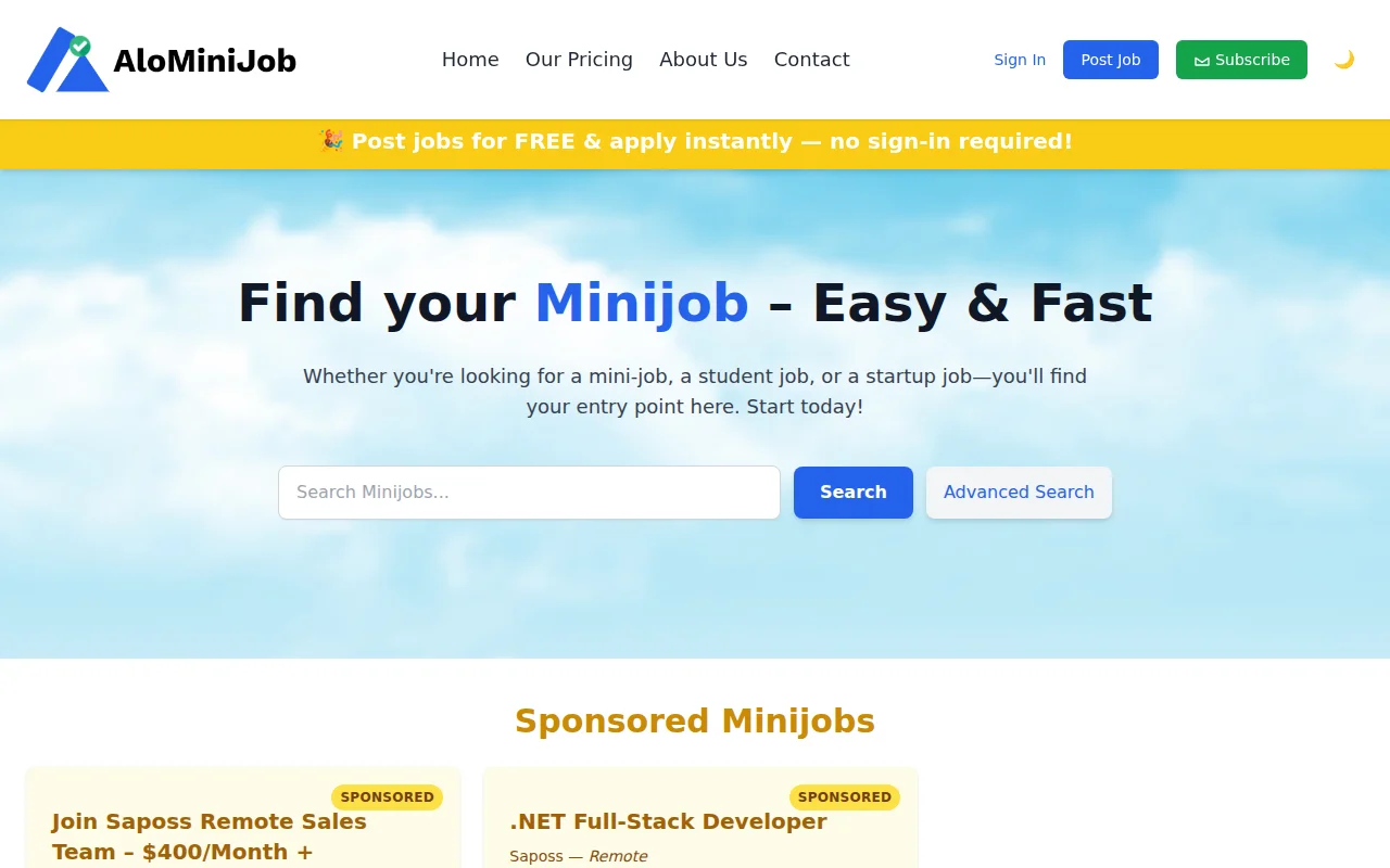 AloMiniJob – Find and apply to minijobs without creating an account