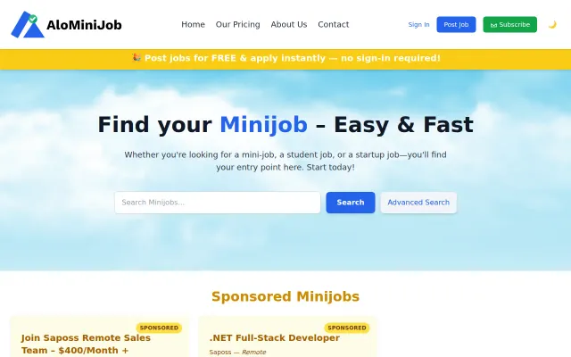 AloMiniJob – Find and apply to minijobs without creating an account