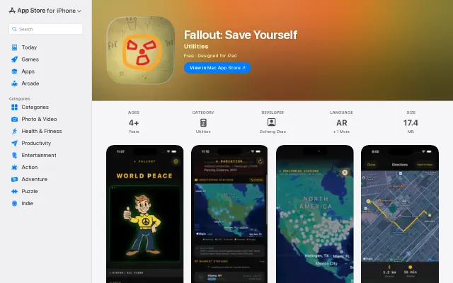 An offline-first nuclear survival iOS app–EPA RadNet,140 stations