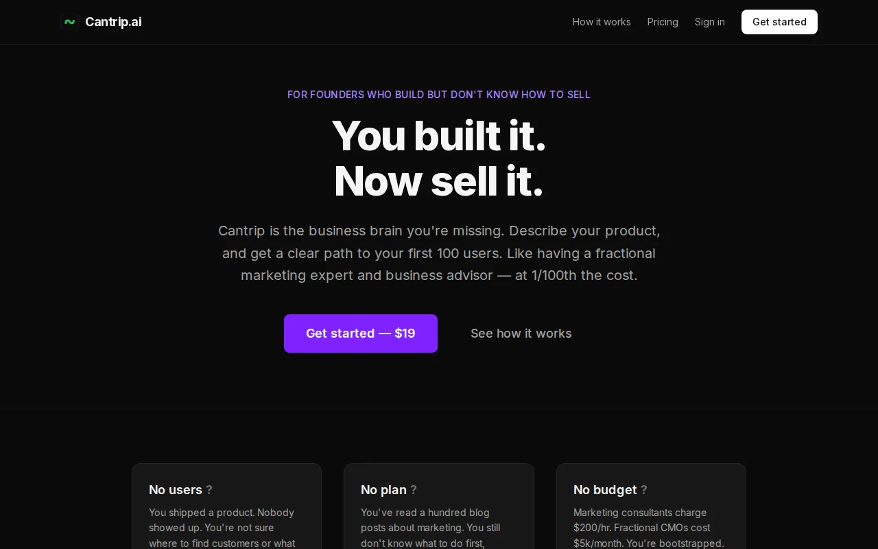 Cantrip – Agent-native GTM engine I built for solo technical founders
