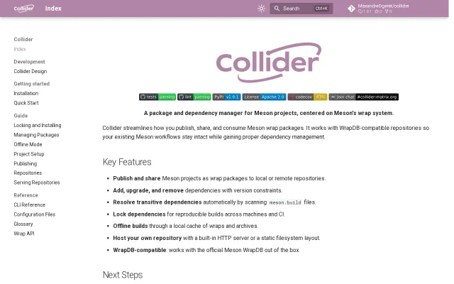 Collider: A package and dependency manager for Meson (wrap-based)