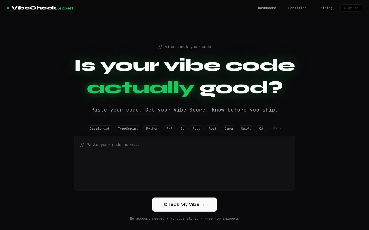 VibeCheck – Know if your vibe code is safe to ship