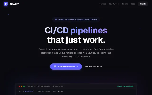 FlowEasy – AI generates production-grade CI/CD pipelines in 3 clicks