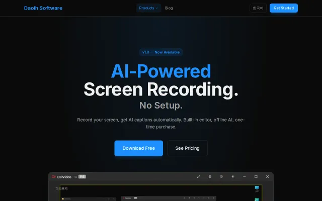 DalVideo – Screen recorder with offline AI captions and built-in editor