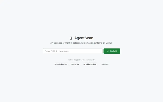 AgentScan – Detect AI agent accounts on GitHub