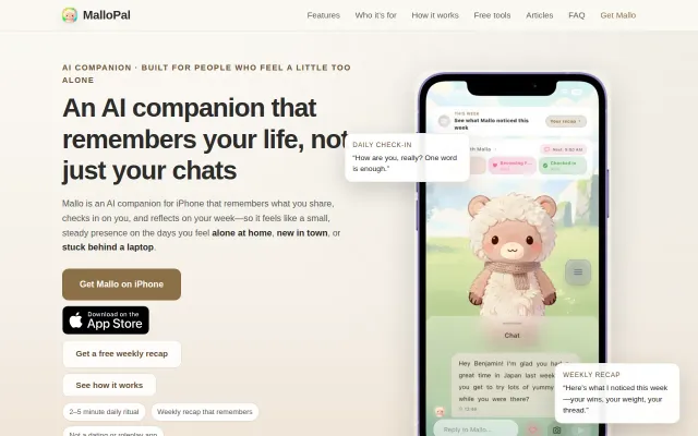 Mallo – An iOS AI companion that remembers you and checks in daily