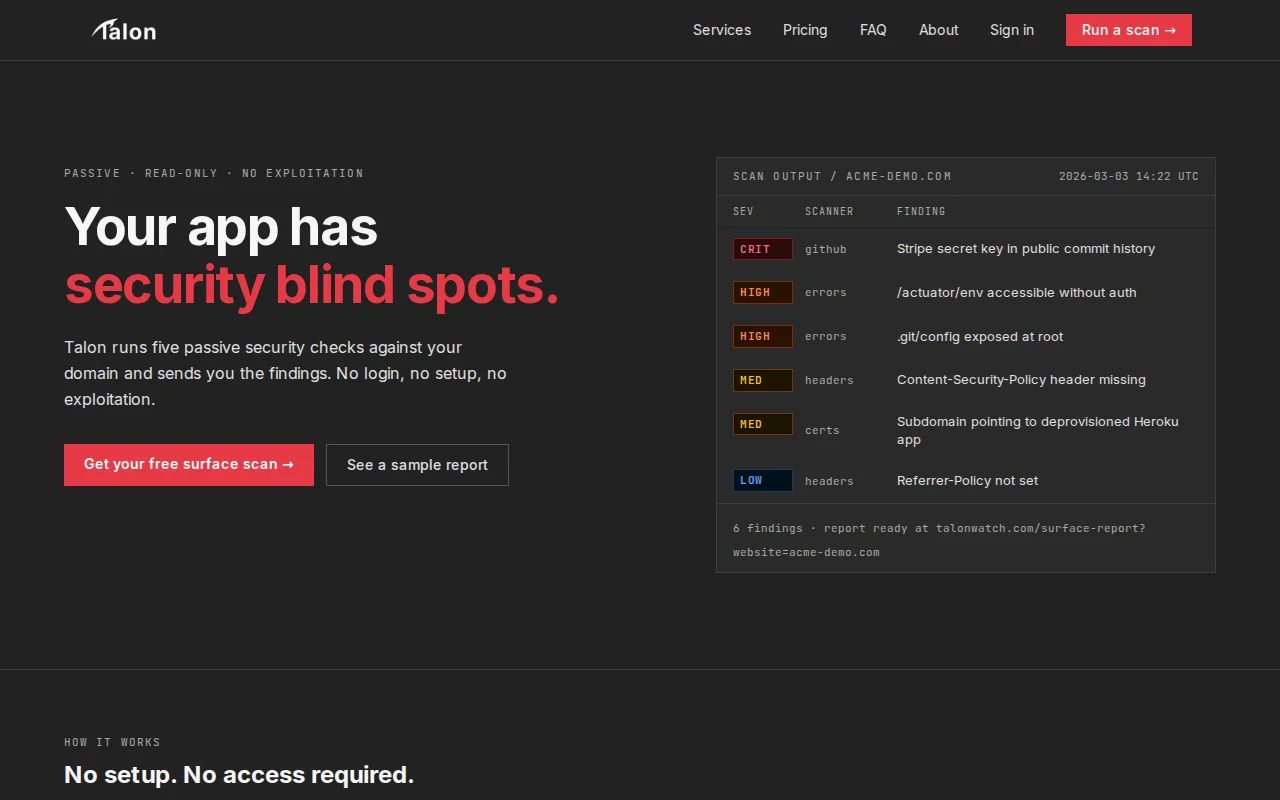 Talon - Security scanner for vibe-coded apps