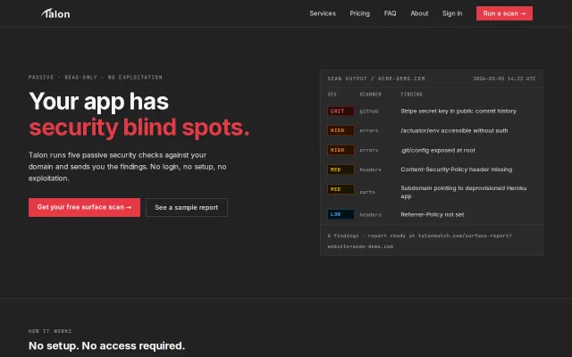 Talon - Security scanner for vibe-coded apps