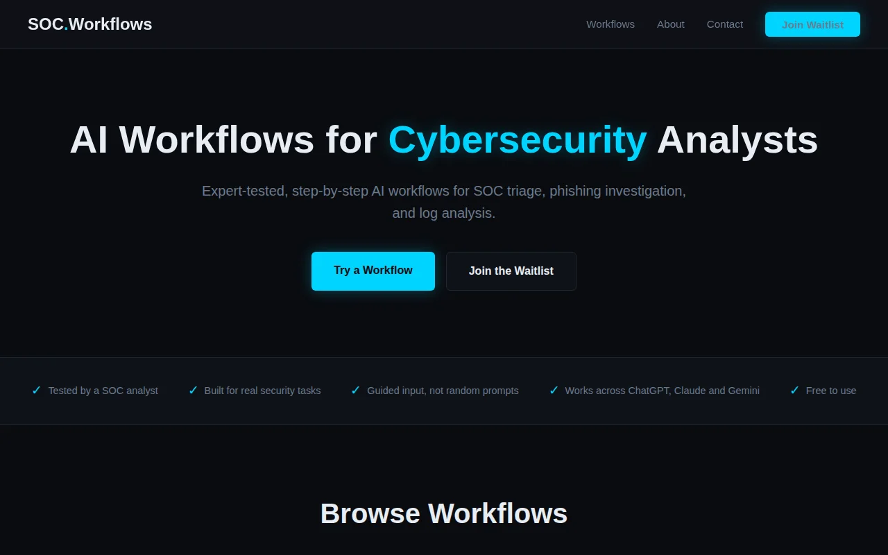 AI workflows for SoC analysts (phishing analysis, log triage)