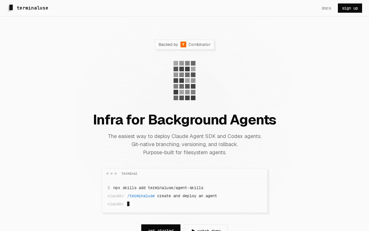 Terminal Use (YC W26) – Vercel for filesystem-based agents