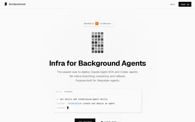 Terminal Use (YC W26) – Vercel for filesystem-based agents
