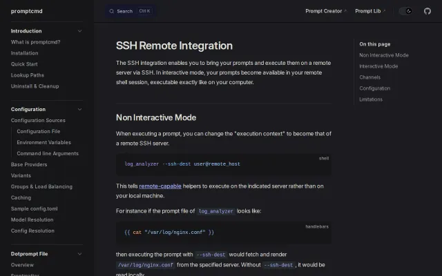 Execute local prompts in SSH remote shells