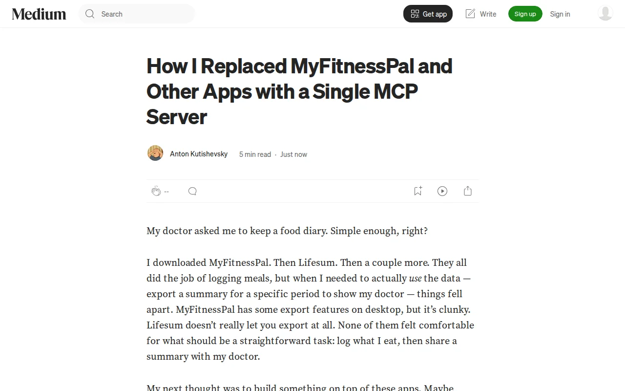 I Replaced MyFitnessPal and Other Apps with a Single MCP Server