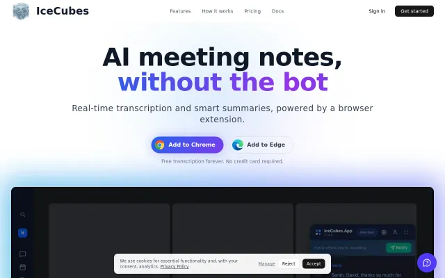 IceCubes – speaker-attributed meeting transcripts without a bot