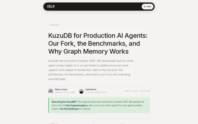 We forked KuzuDB and added concurrent writes for AI agent memory