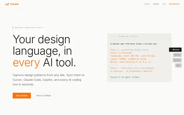 Marque – MCP/CLI server for persistent agent design identity