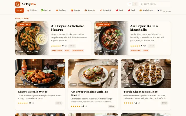 I built a database of air fry times for 300+ foods