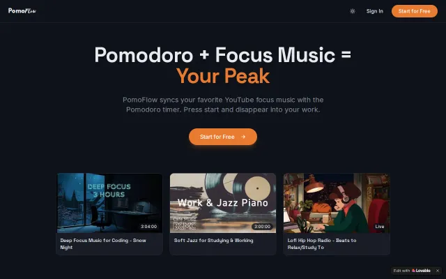 Focus music and Pomodoro app for lazer focus
