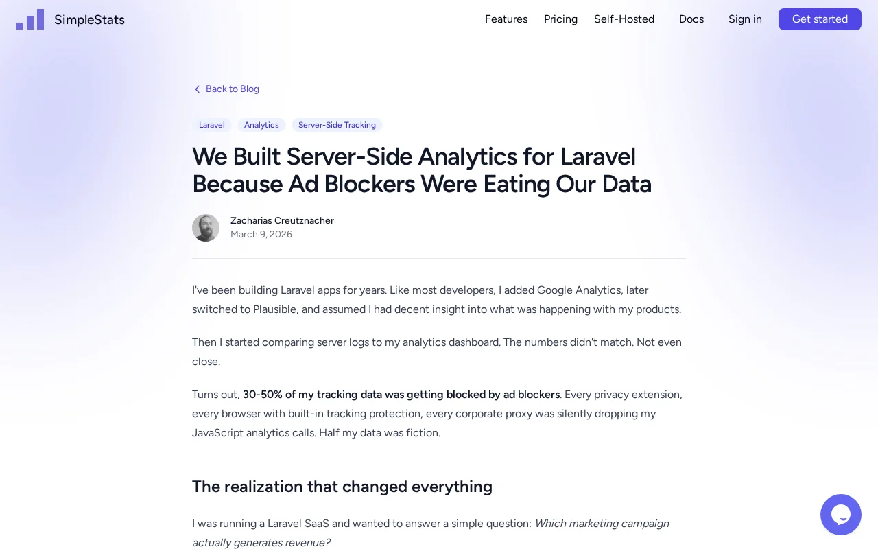SimpleStats – Server-side Laravel analytics, immune to ad blockers
